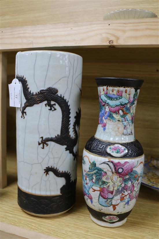 Two Chinese crackle glaze vases, late 19th century tallest 30cm